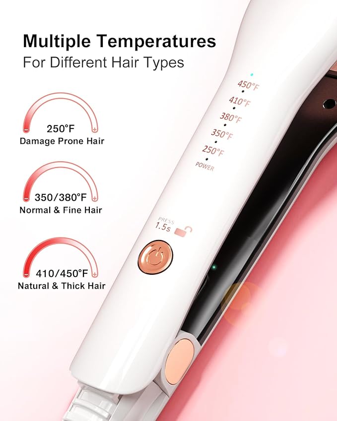 K&K Wide Hair Straightener Iron, Ceramic Tourmaline Coating 1.5 Inch Flat Iron for Long Hair, Professional Keratin Therapy Straighteners for Less Frizz, Shinier & Smoother Hair, Hair Styling Tools