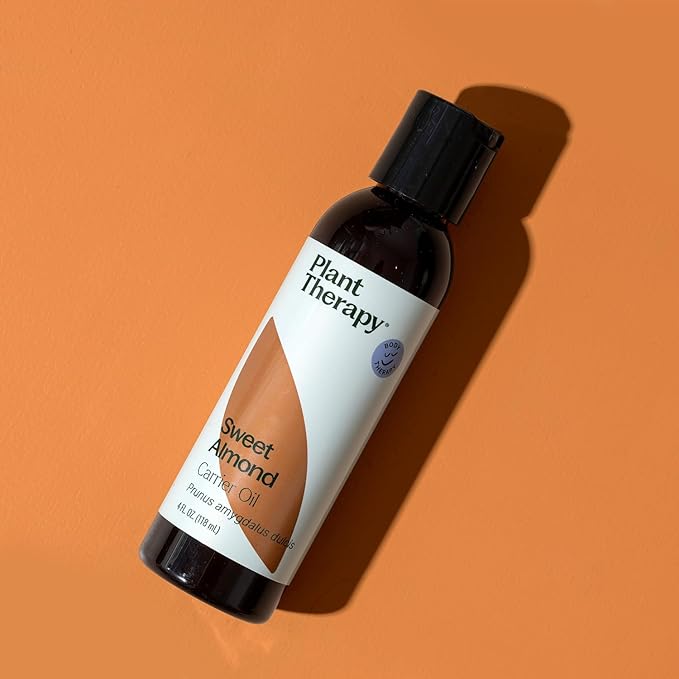 Plant Therapy Sweet Almond Oil 4 oz – 100% Pure, Cold Pressed Almond Oil, Massage & Aromatherapy Carrier Oil, Unscented Body Oil, Made in USA