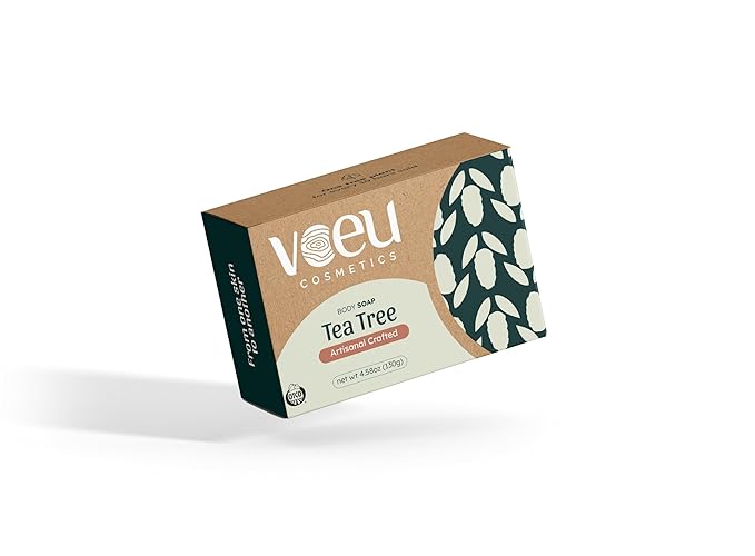 Organic Soap Bar – Natural Exfoliating Cleanser Hydrates & Unclogs Pores – Gentle Skincare for Sensitive Skin (Tea Tree Organic)