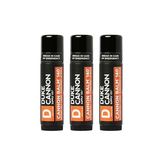 Duke Cannon Supply Co. Tactical Lip Protectant Cannon Balm 140° - (Blood Orange Mint Flavored) Superior Performance, SPF 30, Lip Balm for Hard Working Men, 0.56oz (3 Pack)