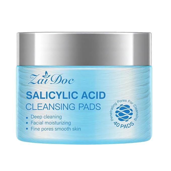 Salicylic Acid Remover Wipes, Exfoliating Face Cleansing Pads with Witch Hazel & Vitamin C for Hydrating & Calming for Sensitive Skin, 40ct