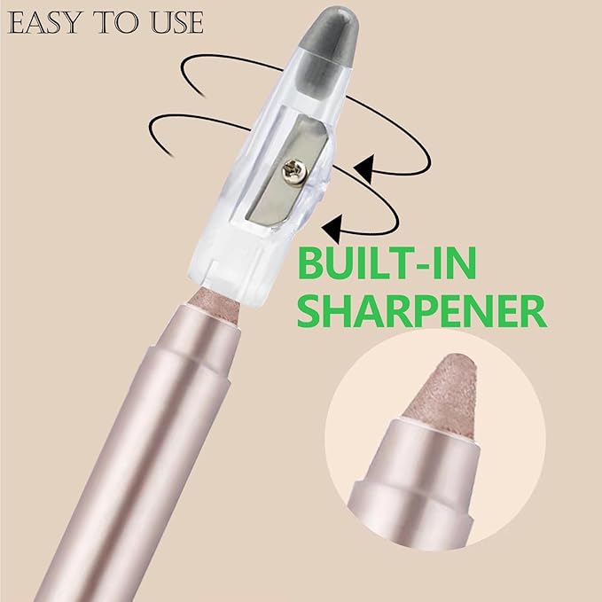 Rose Brown Eyeshadow Stick, Blendable Creamy Eye Brightener Stick, Waterproof Eyeshadow Pencil Long Lasting Crayon, Smooth Eye Shadow Highlighter Eye Liner Makeup.#B02 rose brown shimmer