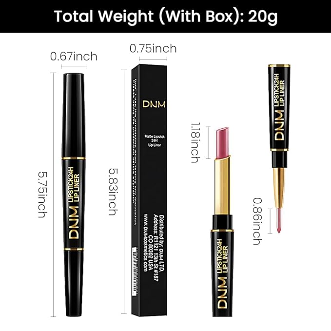 evpct 1Pcs Natural Pink Metallic Shine Shimmer Lip Liner and Lipstick Combo Set Kit for Women, Lightweight Hydrating Formula High Impact Full Coverage Lipstick and Lip Liner Makeup Gloss, 20#