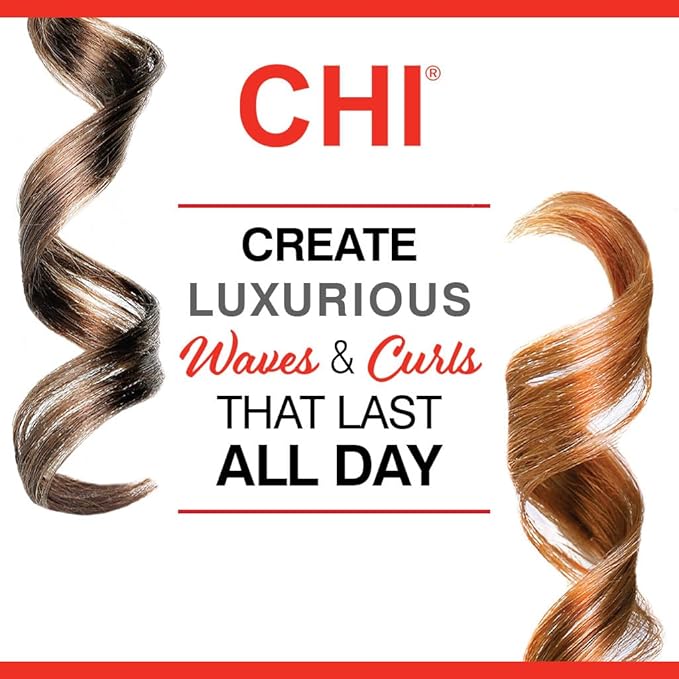 CHI Air Ca1038 Tourmaline Ceramic Curling Iron, Creates Luxurious Waves & Curls, Reduces Frizz & Static & Adds Shine, 1.5" Iron, Fire Red