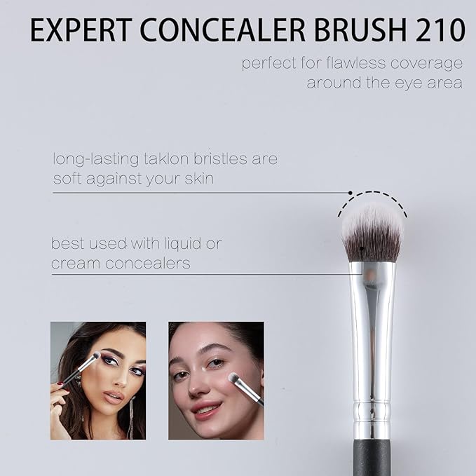 ENERGY Concealer Brush Dense Small Eyeshadow Brush Vegan Soft Synthetic Bristles Makeup Brush for Liquid Cream Powder Foundation Blending Premium Face Makeup Application 210
