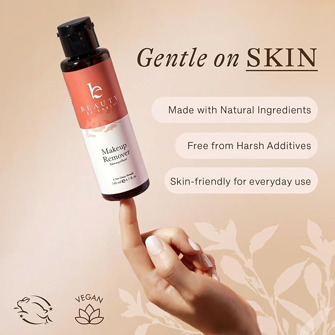 Makeup Remover - USA Made with Natural & Organic Ingredients Face and Eye Make Up Remover, Use with Wipes or Cotton Pads, Gentle Non-Greasy Makeup Remover for Dry, Oily and Sensitive Skin Types