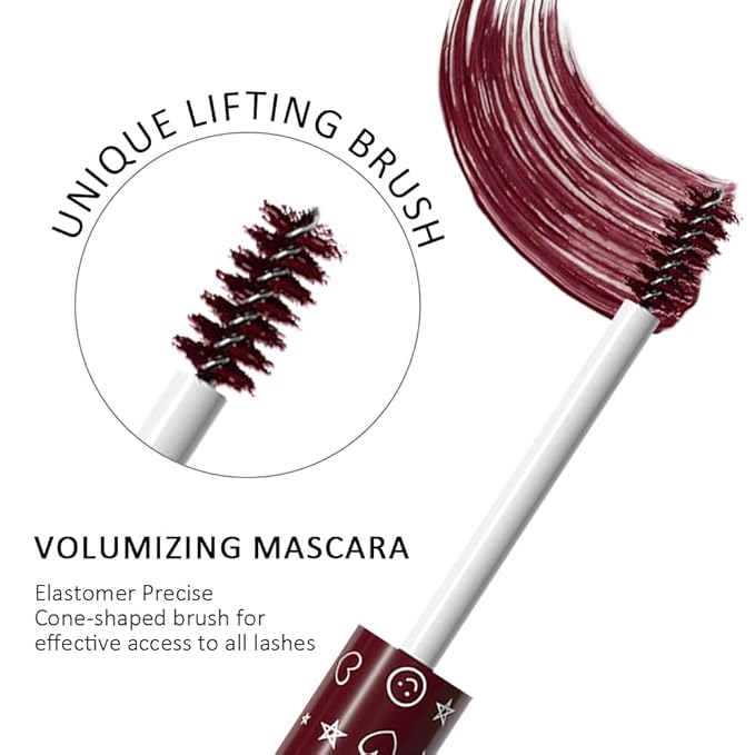 Burgurdy Eye lash Mascara Long lasting Red Brown Mascara Charming Voluminous Cruelty Free Vegan Deep Red Eye eyelash Makeup (Burgurdy)