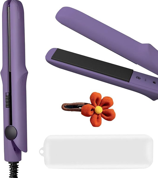Pipiup Curling Iron, Pipiup Mini Curling Wand & Straightener, Dual Purpose Travel Tool for Styling Short Hair (Deep Purple)