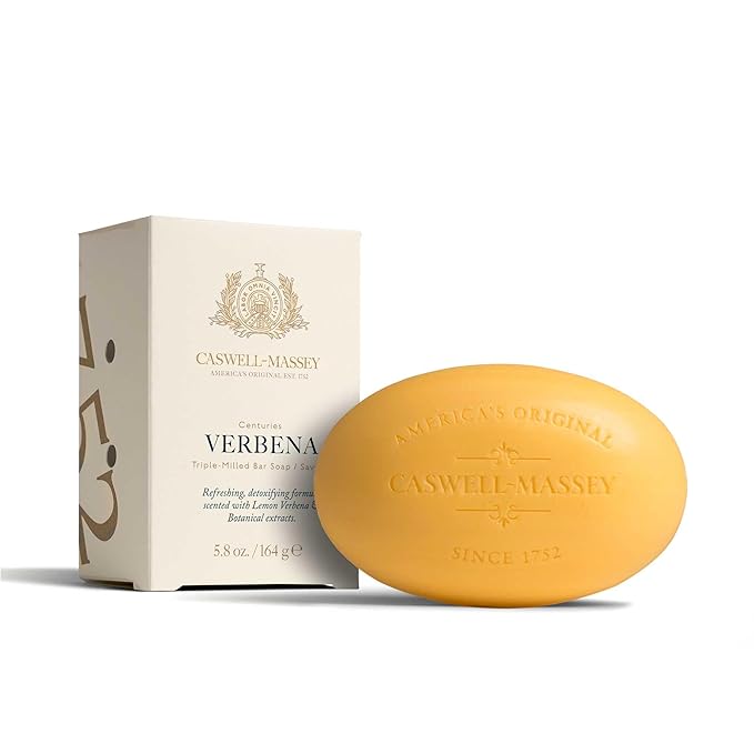 Caswell-Massey Verbena Natural Bar Soap, Bright Citrus Scent, Moisturizing Triple-Milled Body Soap for Men & Women, Plant-Based Formula with Essential Oils, for All Skin Types, Made in USA, 5.8 oz