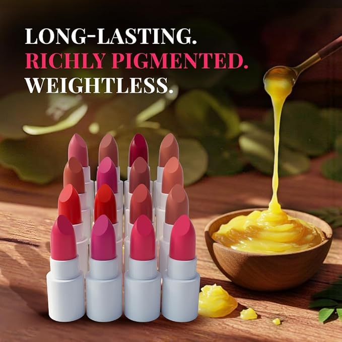 Just Herbs Ayurvedic Creamy Matte Micro Mini Lipstick Kit Lip Hydrating & Moisturizing, Lipsticks for Women Suitable All Indian Tones (Pack of 16)