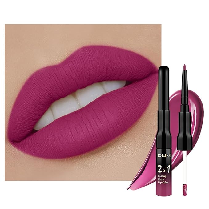 evpct 1Pcs Rose Matte Lip Liner and Liquid Lipstick Stain Makeup Set for Women, Rose Red Plum Long Lasting Smudge Proof Lipstick labiales matte mate larga duracion listip 24 hours originales, 37#