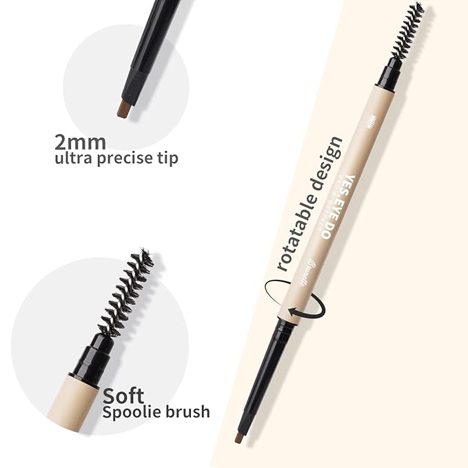 Black Eyebrow Pencil, Micro Eyebrow Pen Black for Natural Hairlike Strokes, Ultra Precise Automatic Brow Definer Pencil, Sweatproof & All Day Wear, YES.EYE DO