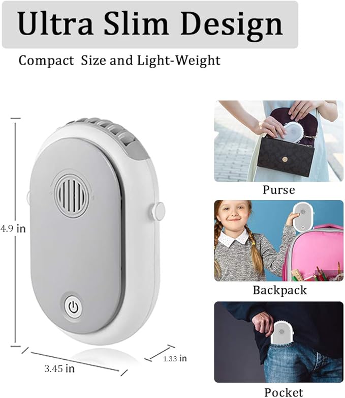 Portable Hanging Neck Fan Wearable Personal Fan Battery Operated USB Rechargeable 3 Speed Mini Handheld Air Conditioning Cooling Refrigeration Necklace Fan for Women Eyelash Camping Outdoor(White))