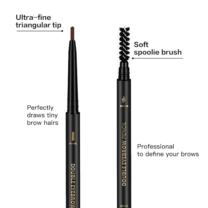 Waterproof Eyebrow Pencil Dark Brown, Premium Triangular Tip Eye brow Pencil Brn with Spoolie Brush, Longwearing for Perfect Brows, Professional, Precision, Benefit Eyebrow Pencil, O'CHEAL