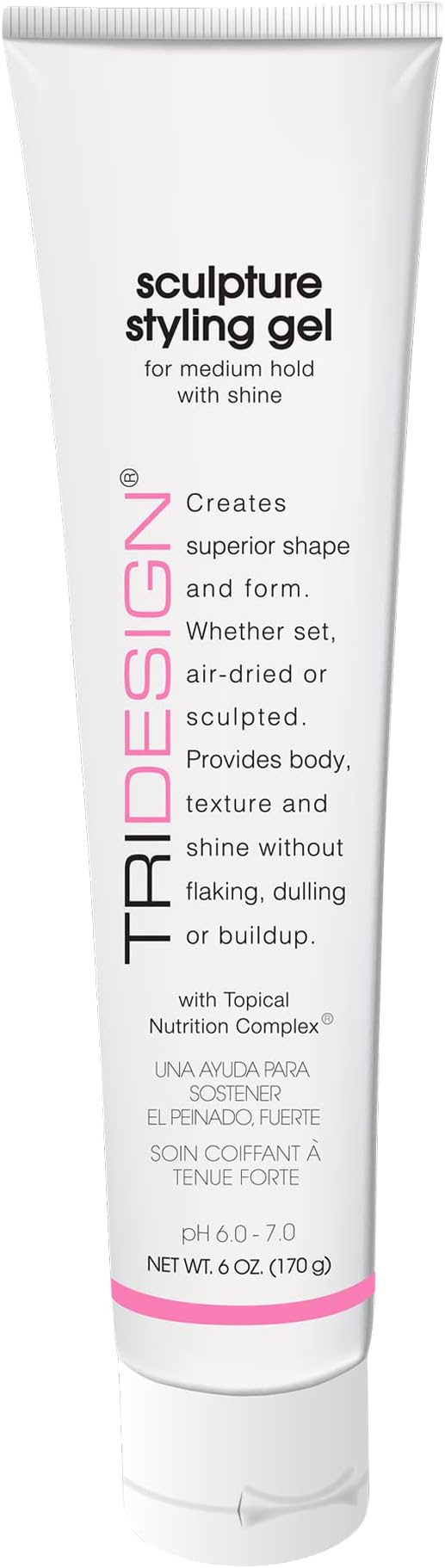 TRIDESIGN Sculpture Hair Styling Gel – Strong Hold for All Hair Types, Flake-Free Formula for a Wet Look, Curl Definition, or Textured Style – 6 oz