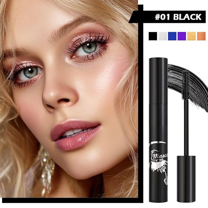 Waterproof Black Mascara – Volumizing, Lengthening & Curling Lash Formula – Smudge-Proof & Long-Lasting – Flake-Free Eye Makeup for Bold, Defined Lashes