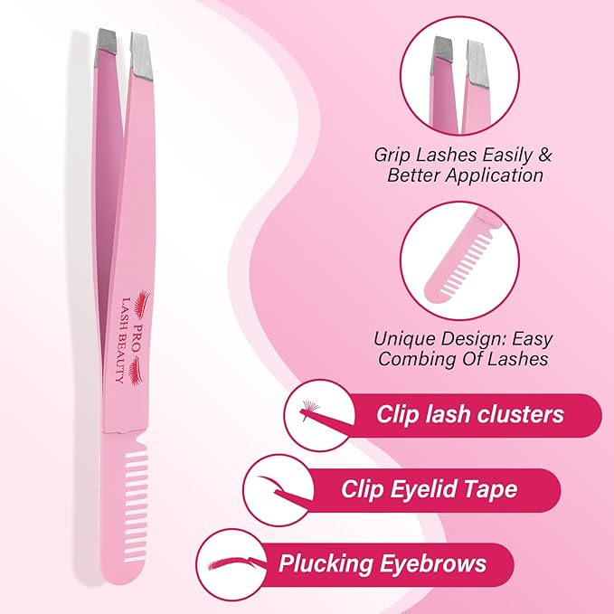 PRO Lash Tweezers Eyelash Applicator 3 IN 1 Tweezers Kit with Brush(3 pcs-02)