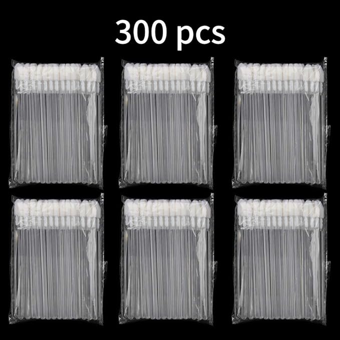 300 Pieces Disposable Lip Brushes Premium Lipstick Gloss Wands Applicator Makeup Tool Kits, Clear Handle