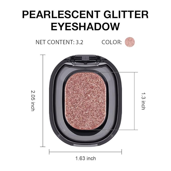 Eyeshadow Single Shimmer, Monochrome Glittler Eyeshadow Palette, Pressed Glitter Single Eyeshadow, Everyday Low Saturation Delicate Long-Lasting Eye Makeup Looks Eye Shadow Brown 03