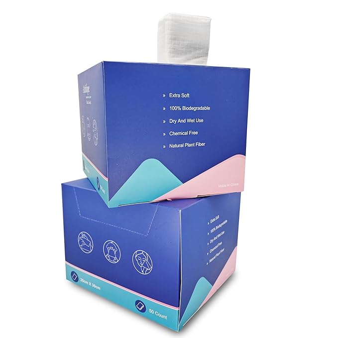 Disposable Face Towels Makeup Remover Wipes Super Soft and Thick Dry Cleaning Cloths (100Count (2Boxes))
