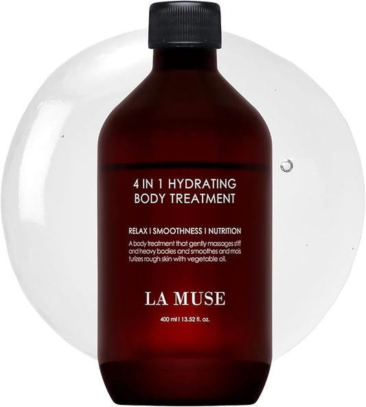 LA MUSE 4-in-1 Hydrating Body Treatment 13.5 fl oz - Moisturizing Barrier with Natural Oils & Calming Aromatherapy | Fast-Absorbing, Non-Sticky Formula | Paraben-Free, For Sensitive Skin & All Seasons