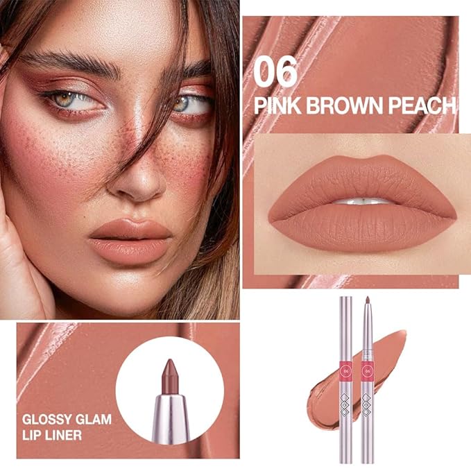 Matte Peach Red Retractable Lipliner Pencil, Highly-Pigmented lip pencil, Long Lasting Waterproof Makeup Crayon for Lip Liner and Eye Liner, Smooth and Creamy, Rich Colors, Smooth Application, 06#