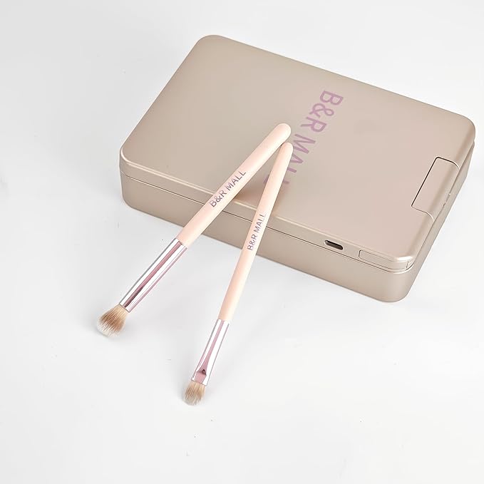 B&R MALL Premium Makeup Brush Set with LED Mirror – Supper soft Brushes for Flawless Foundation, Concealer, Eyeshadow & More | Lightweight, Versatile, Perfect for On-the-Go Touch-Ups (Champagne Gold)