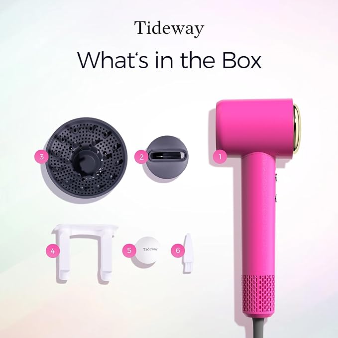Tideway Hair Dryer Professional High-Speed Ionic Blow Dryer 110,000 RPM, Compact Hair Dryer with Magnetic Diffuser, Fast Drying with Brushless Motor Low Noise Smart Temperature Control-H11