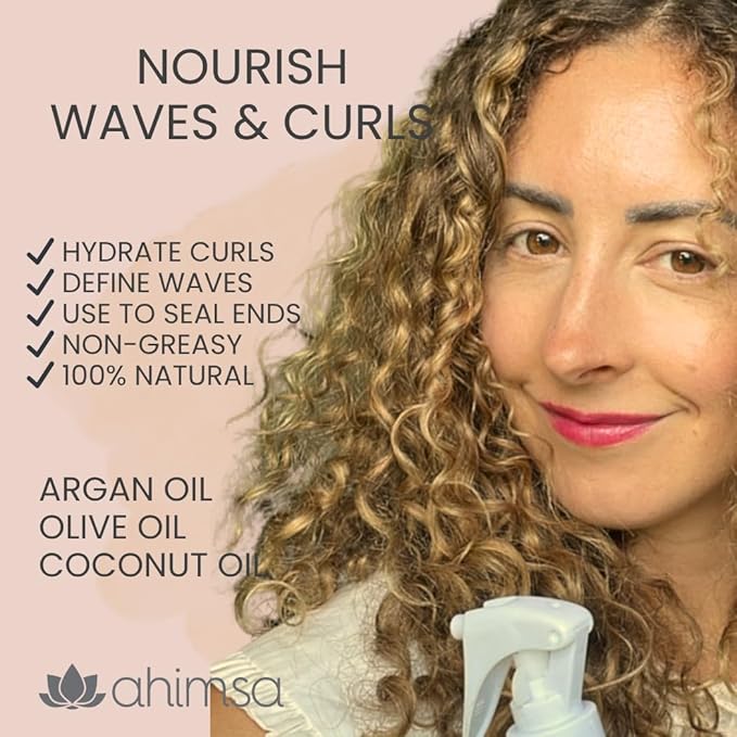 Ahimsa Vegan Hair & Body Glow Spray – Fast-Drying, Non-Greasy Dry Oil with Coconut, Amla & Argan – Lightweight for Shiny Hair & Soft Skin – Natural, Silicone-Free, Cruelty-Free
