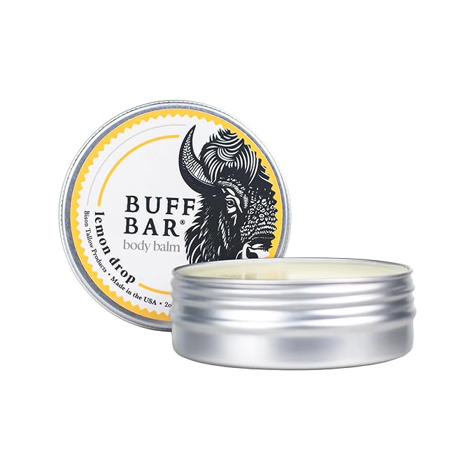 BUFF BAR Pure Bison Tallow Balm, Lemon Drop - Scents of Lemon, Orange, & Lemongrass - Body Butter, Hydrating, Naturally Derived, Replaces Lotion - For Dry, Rough Skin