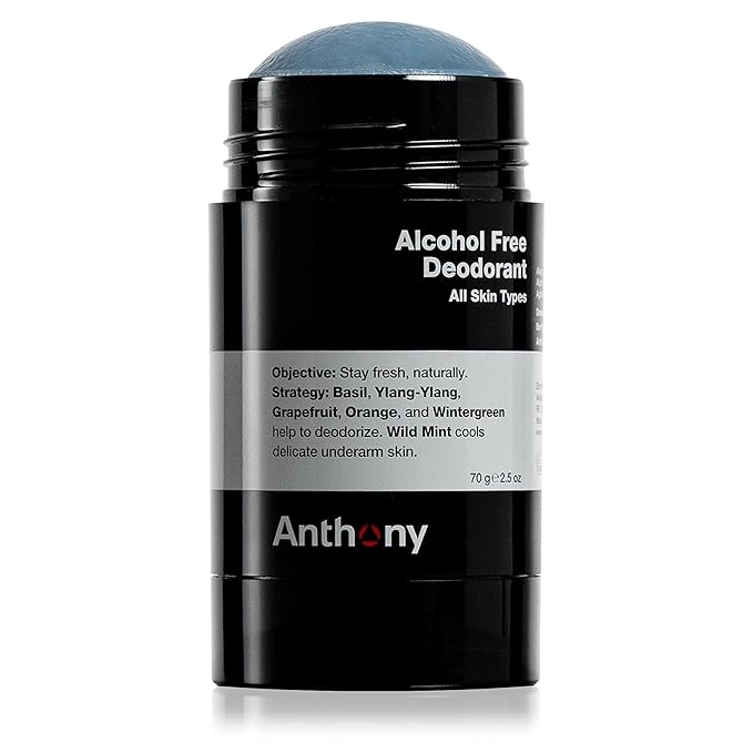 Anthony Alcohol Free, Aluminum Free Deodorant for Men – Non-Irritant Cool Gel Stick for Sensitive Skin – Sport Strength Stick Prevents Odor All Day – Clear, Stain Free – 2.5 Fl Oz