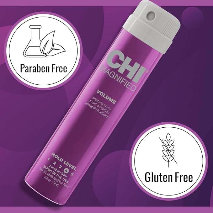 CHI Magnified Volume Finishing Hair Spray, Boosts Volume & Body For Maximum Fullness, Builds Resilience & Strength & Adds Shine, 2.6 Oz