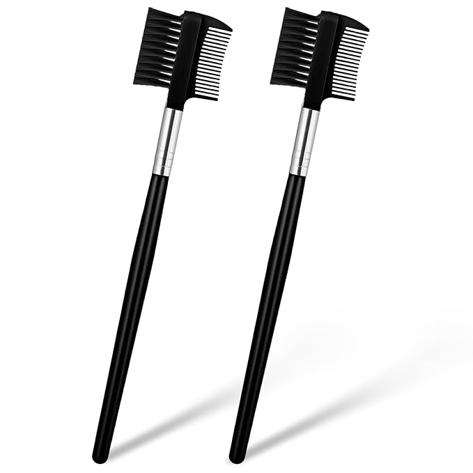 2Pcs Eyebrow Brush Comb and Eyelash Comb Separator, Eyebrow Makeup Brush Wands Eyebrow Lash Separator Tool for Eliminating Mascara Clumps, Grooming Shaping Brow, Separating Lashes, Eyelashes Extension