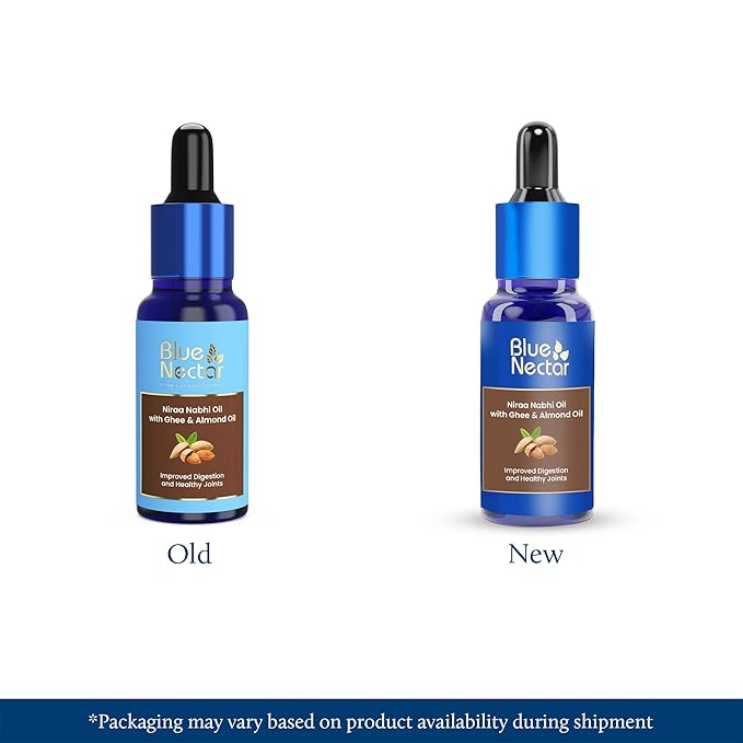 Blue Nectar Ayurveda Nabhi Oil with Ghee & Almond Oil | Belly Button Oil for Digestion & Joint Health | 100% Natural & Herbal (21 Herbs, 1 fl oz)