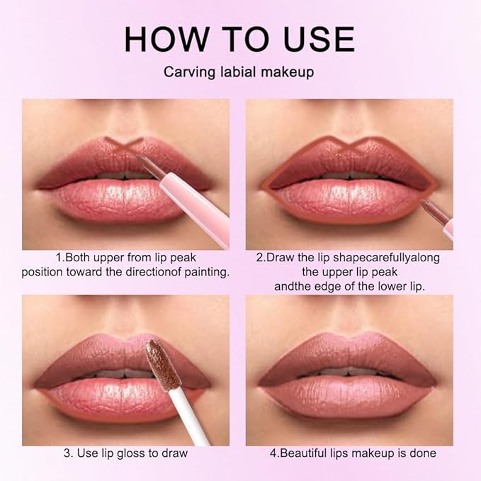 evpct Nude Gold Metallic Glitter Lip Liner and Lipstick Combo Lip Gloss Stain Set Makeup for Women Long Lasting Waterproof 24, Nude Gold Metallic Shimmer Frosted Iridescent Glossy Liquid Lipstick 27