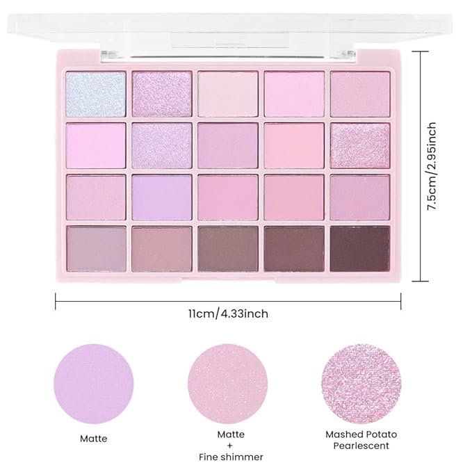 20 Nude Brown Pink Matte Shimmer Eyeshadow Palette for Eye Makeup,High Pigmented Beige Purple Tan Eye Shadow Primers Powder Palet de sombras de ojos (04# Light Lavender)