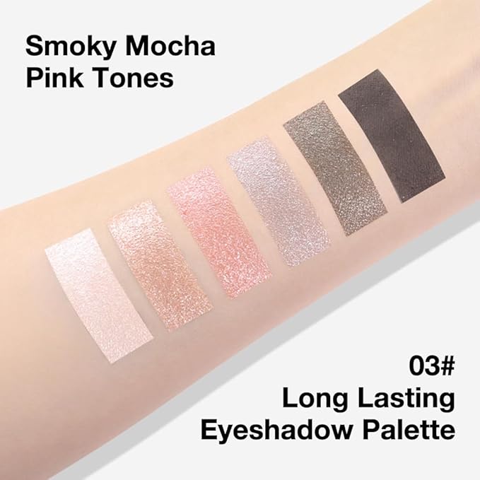 Kaely 6 Color Mini Nude Eyeshadow Palette Makeup, Highly Pigmented Eye Shadow Palette Waterproof, Natural Glitter Shimmer Eye Shadow Palette, paleta de sombras de ojos, Vegan & Cruelty-free, 03