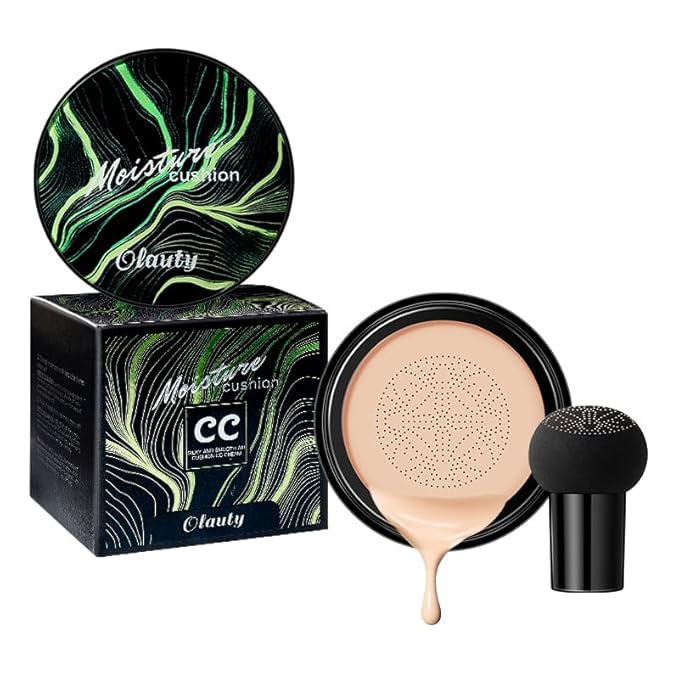 Mushroom Head Air Cushion CC Cream Foundation, Moisturizing Concealer BB Cream Nude Long Lasting Matte CC Cream Makeup Liquid Foundation (Brown color)
