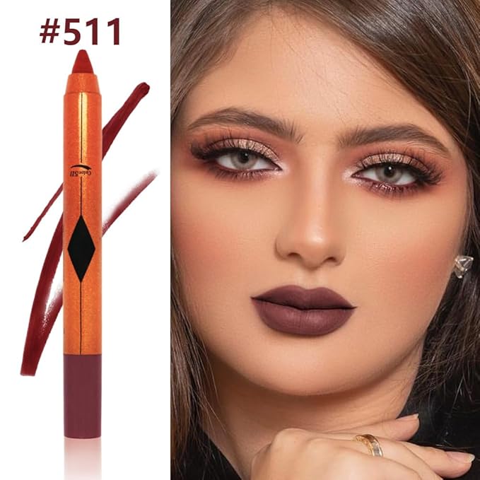 Rust Red Matte Lipstick Pencil for Women Lip Liner and Lip Stain, Long Lasting Waterproof labiales mate 24 horas, originales pintalabios permanente 24 horas with Sharpener Easy to Apply Shade 511