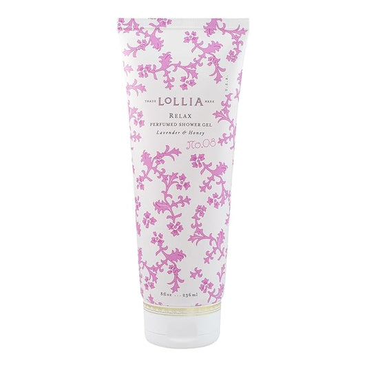 LOLLIA Relax Shower Gel, 8 fl. oz. – Lavender & Honey – Scented Shower Gel, Shea Butter Body Wash, Bath Wash for Women, Moisturizing Body Wash