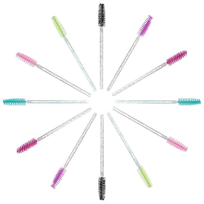 G2PLUS 300PCS Crystal Eyelash Brushes, Disposable Mascara Wands Makeup Applicator, Adjustable Lash Spoolies for Eyelash Extensions and Eyebrow Brush (Colourful)