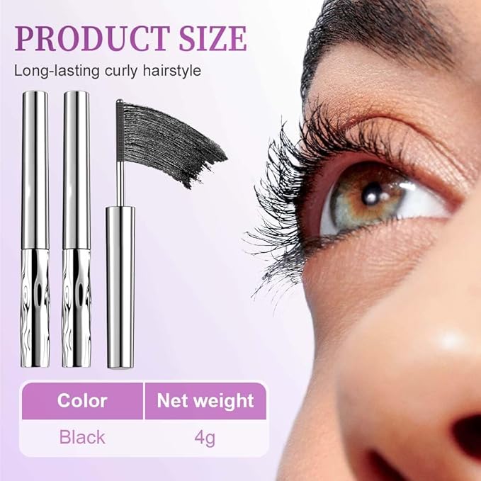 Iron Wand Mascara, Waterproof Metal Wand Mascara - Brushless Design for 3D Curling, Volumizing & Lengthening，Long-Lasting No Clumping EyelashMascara (Black & Brown)