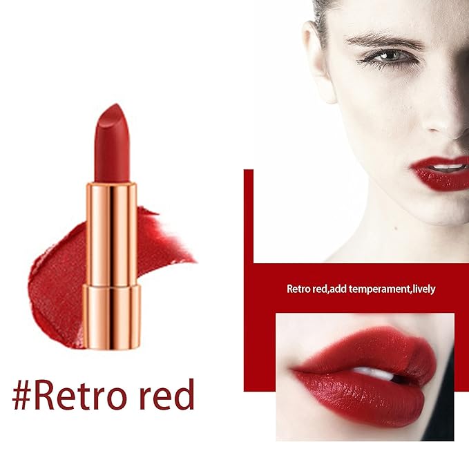 Matte Lipstick Makeup Set for Women - 3pcs Long Lasting Velvet in Glamour Chain Bag, Non-Stick Cup Red, Not Fade Waterproof, Lip Kit Gift Set