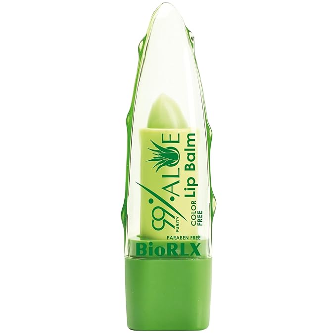 BioRLX 99% Purity Aloe Vera Color-Free Lip Balm - Natural Moisturizing Unisex Lip Care for Hydrated and Radiant Lips (Aloe - Color Free, 0.12 Ounce (Pack of 1))