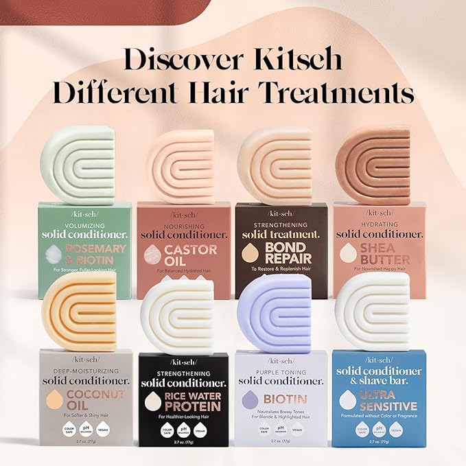 Kitsch Castor Oil Conditioner Bar Soap - Hydrating & Moisturizing Hair Care - Organic Castor Oil Conditioner for Hair Growth & Scalp Nourishment - Silicone & Paraben-Free, Vegan, Made in USA - 2.7oz