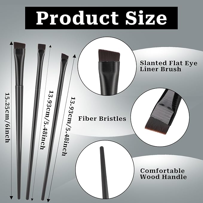 12 Pack Angled Eyeliner Brush Set Eyebrow Brushes, Flat Eyebrow Tint Brush, Ultra Thin Makeup Brush, Fine Slanted Eyebrow Brush Applicator, Eye Makeup Brush Applicator