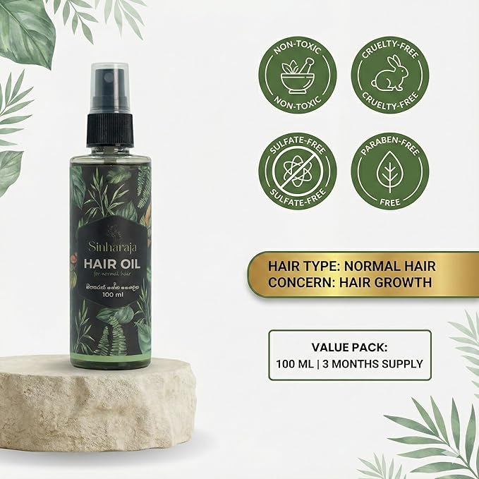 Bilesma Natural Sinharaja Hair Oil for Normal Hair, Ayurvedic Herbal Hair Oil, Helps Promote Hair Growth, Reduce Hair Fall & Dandruff, Adds Shine & Strength, Lightweight Scalp – 100 ml (3.38 fl oz)