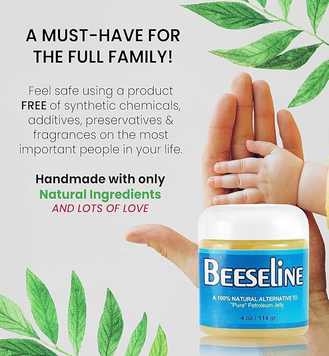 Beeseline Original Unpetroleum - 100% Natural & Hypoallergenic Alternative to Petroleum Jelly - Lips, Hands, Baby, Makeup Remover and More (4 Ounce)