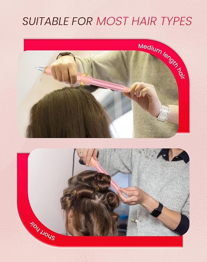Ukliss Mini Curling Iron for Short Hair, Creates Perfect Tight Ringlets & Bangs, Fast Heat 30s, 5 Temp Settings, Dual Voltage, Auto Shut-Off & Anti-Scald Tip, Travel Friendly (Pink, 3/4 Inch)