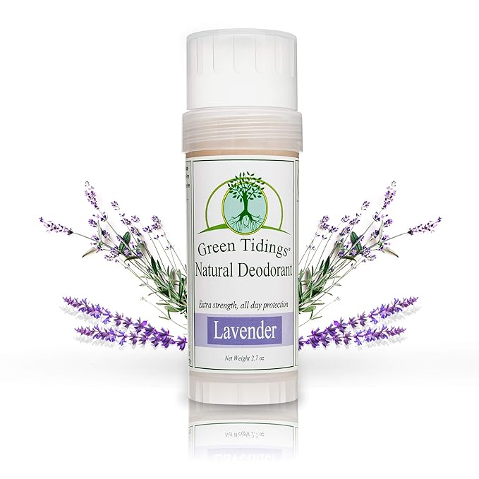 Green Tidings Natural Lavender Deodorant | Vegan, Organic Underarm Care for Men and Women, Fragrance Free, Aluminum Free, Baking Soda-Based Formula (2.7 Ounce, Pack of 1)